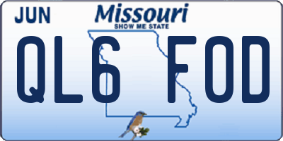 MO license plate QL6F0D