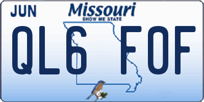 MO license plate QL6F0F