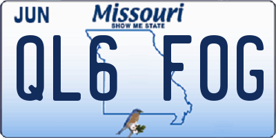 MO license plate QL6F0G