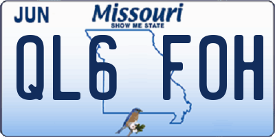MO license plate QL6F0H