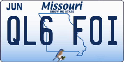 MO license plate QL6F0I