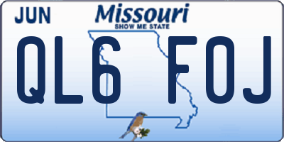 MO license plate QL6F0J