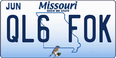MO license plate QL6F0K