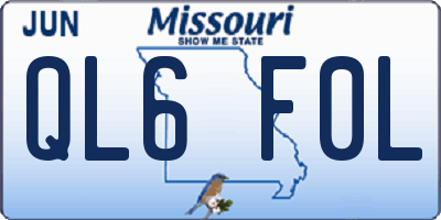 MO license plate QL6F0L
