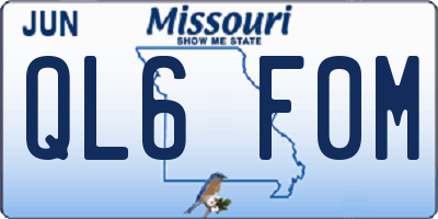 MO license plate QL6F0M