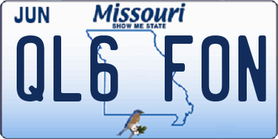 MO license plate QL6F0N