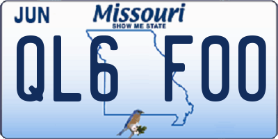 MO license plate QL6F0O