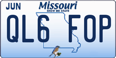 MO license plate QL6F0P