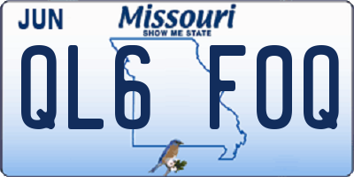 MO license plate QL6F0Q