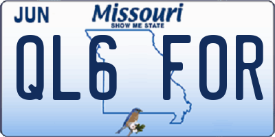 MO license plate QL6F0R