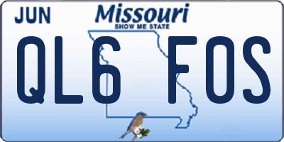 MO license plate QL6F0S