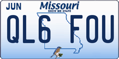 MO license plate QL6F0U