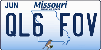 MO license plate QL6F0V