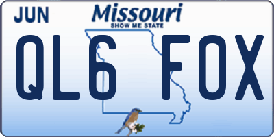 MO license plate QL6F0X
