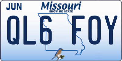 MO license plate QL6F0Y