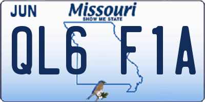 MO license plate QL6F1A
