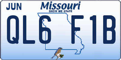 MO license plate QL6F1B