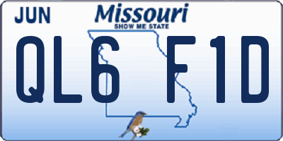 MO license plate QL6F1D