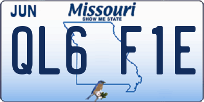 MO license plate QL6F1E