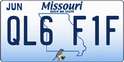 MO license plate QL6F1F