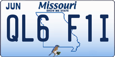 MO license plate QL6F1I