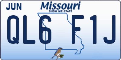 MO license plate QL6F1J