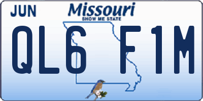 MO license plate QL6F1M