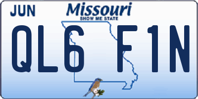 MO license plate QL6F1N