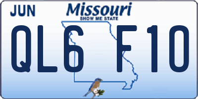 MO license plate QL6F1O