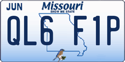 MO license plate QL6F1P
