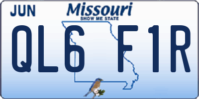 MO license plate QL6F1R