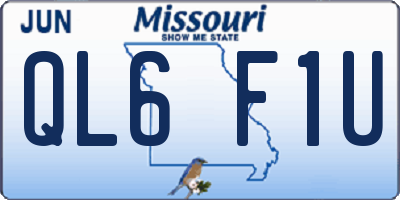 MO license plate QL6F1U