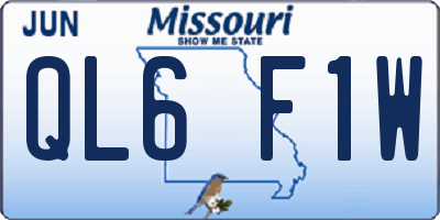 MO license plate QL6F1W