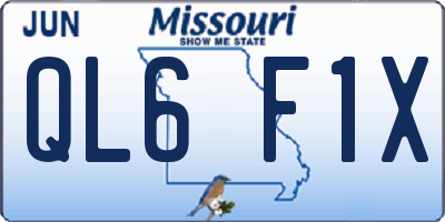 MO license plate QL6F1X