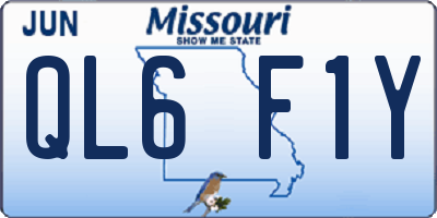 MO license plate QL6F1Y