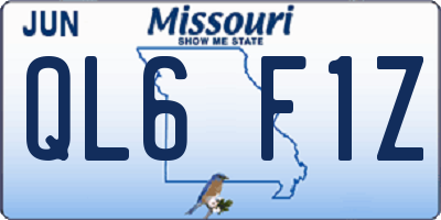 MO license plate QL6F1Z