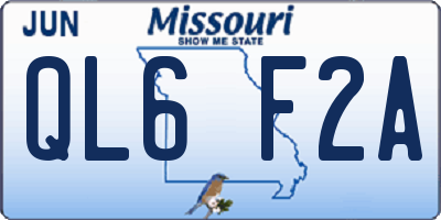 MO license plate QL6F2A