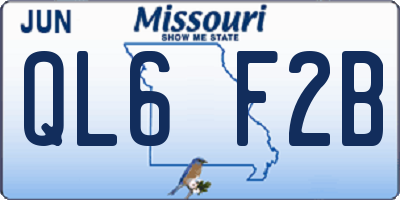 MO license plate QL6F2B
