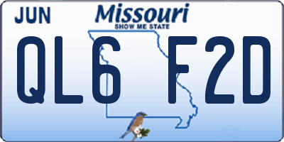 MO license plate QL6F2D