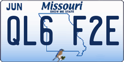 MO license plate QL6F2E