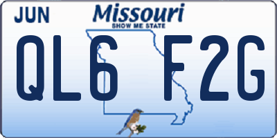 MO license plate QL6F2G