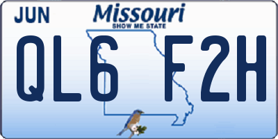 MO license plate QL6F2H