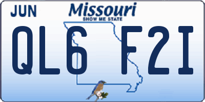 MO license plate QL6F2I