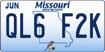 MO license plate QL6F2K