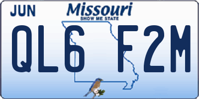 MO license plate QL6F2M