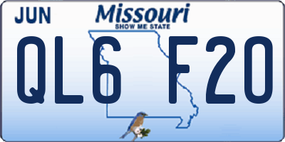MO license plate QL6F2O