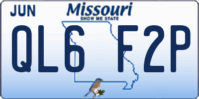 MO license plate QL6F2P