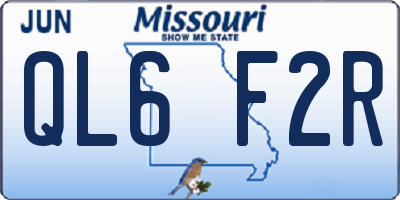 MO license plate QL6F2R