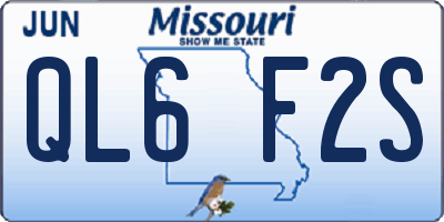 MO license plate QL6F2S