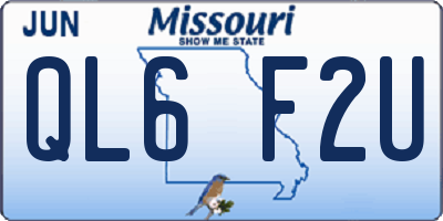 MO license plate QL6F2U
